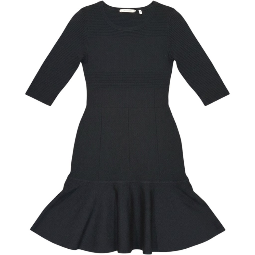 Soft Surroundings Raffinato Knit Dress Women PL Black Fit Flare‎ Ribbed Travel